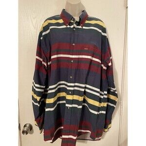 Vintage Nautica Mens Color Block Striped Button Front Shirt Size XL Multi Color